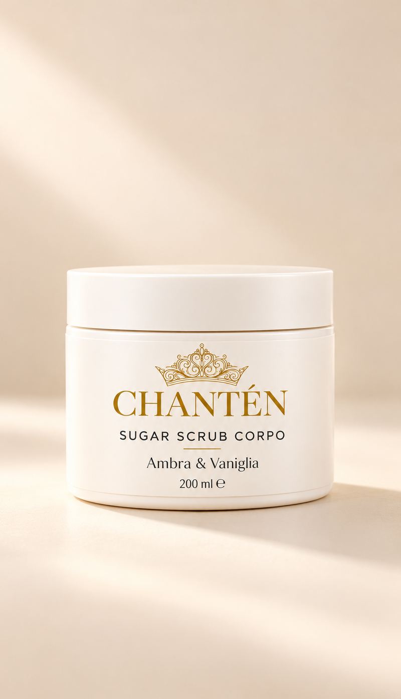 Vasetto di sugar scrub corpo CHANTÉN ambra e vaniglia, 200 ml